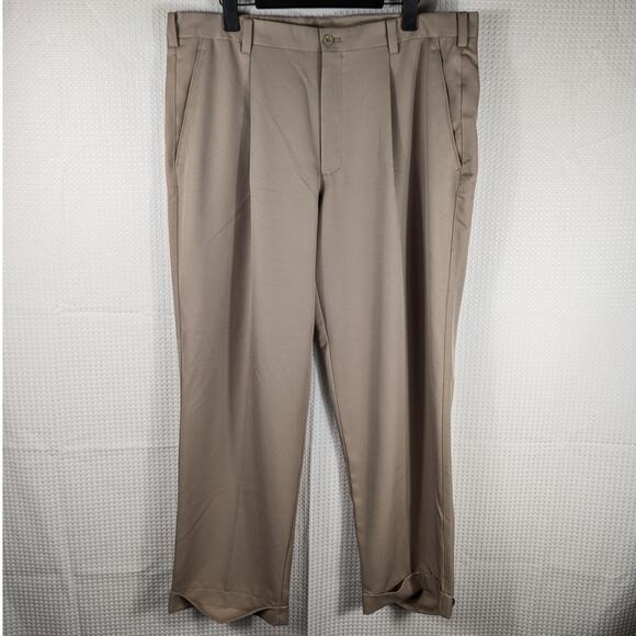 Nike Other - Nike Golf FitDry Pants 38 Beige Tan Khaki Men’s Polyester Pleated Trousers
